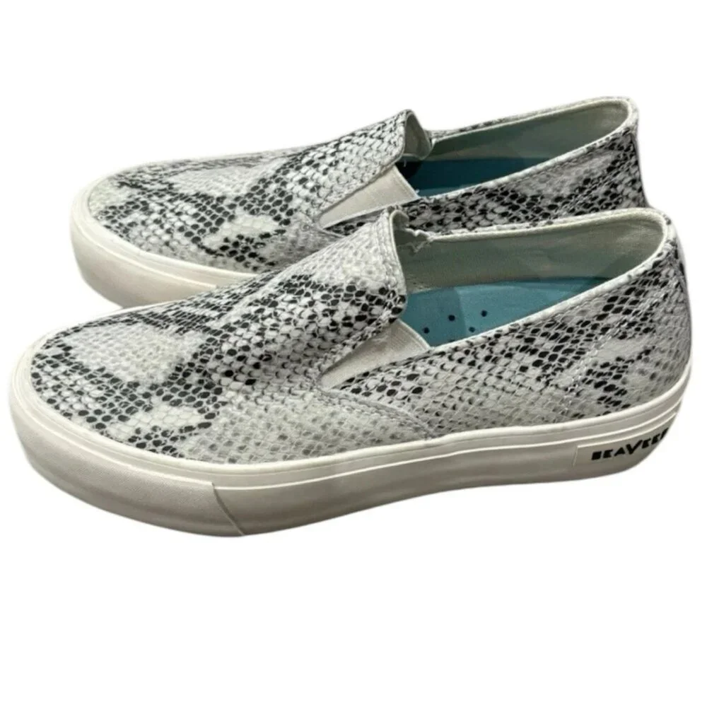 SeaVees Baja Platform Slip-On Sneakers – Embossed Snake Print Leather‎ – 7 🐍🔥